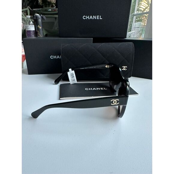NWT Chanel Acetate Polarized Square CC Sunglasses 5380 Black OS $415 - Picture 4 of 11